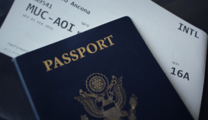 a passport and a ticket