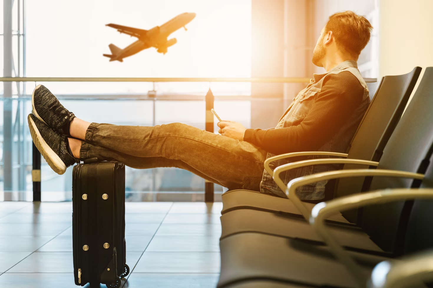 A man waiting at the airport 